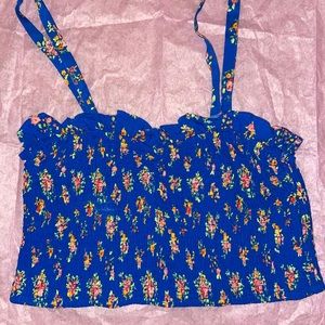 Blue crop top with flowers